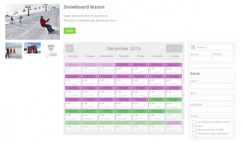 Online ski and snowboard booking system