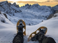 snowshoes on the dolomites